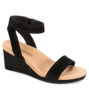 Lucky Brand Kanoa Black Suede Women's Wedge Sandals Size 6.5 M New in Box